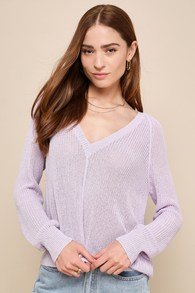 Casually Yours Lavender Loose Knit Long Sleeve Sweater Top
