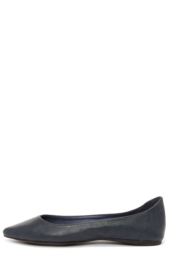 pointed toe navy blue flats