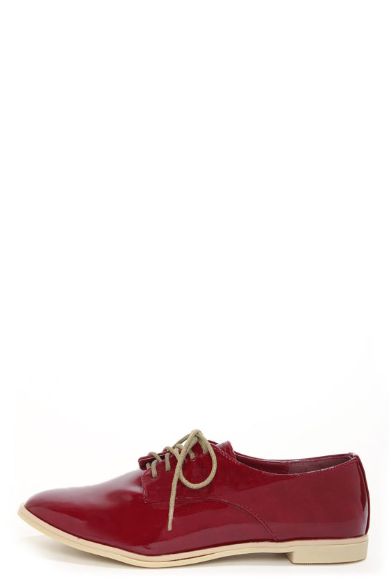 Cute Red Oxfords - Patent Shoes - Oxford Flats - $31.00 - Lulus