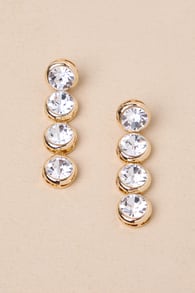 Unmistakable Glam Gold Rhinestone Statement Earrings