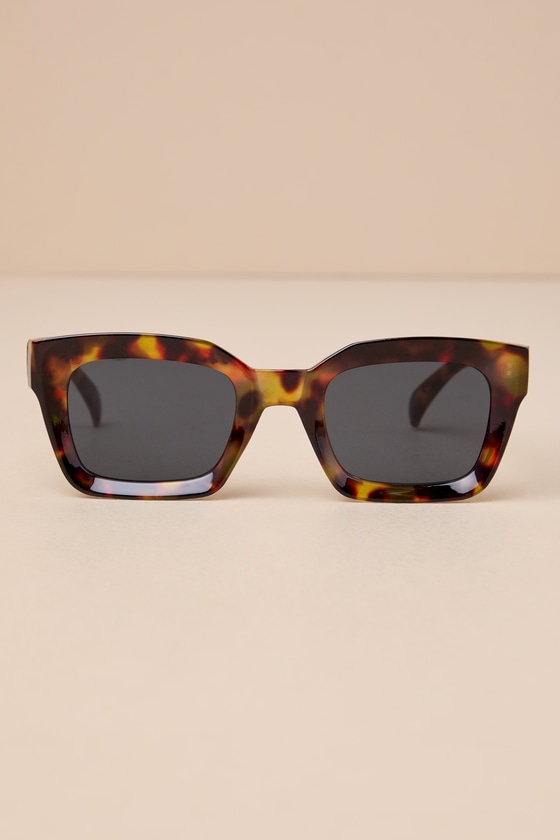 Lulus Chic Possibilities Brown Tortoise Square Sunglasses In Brown