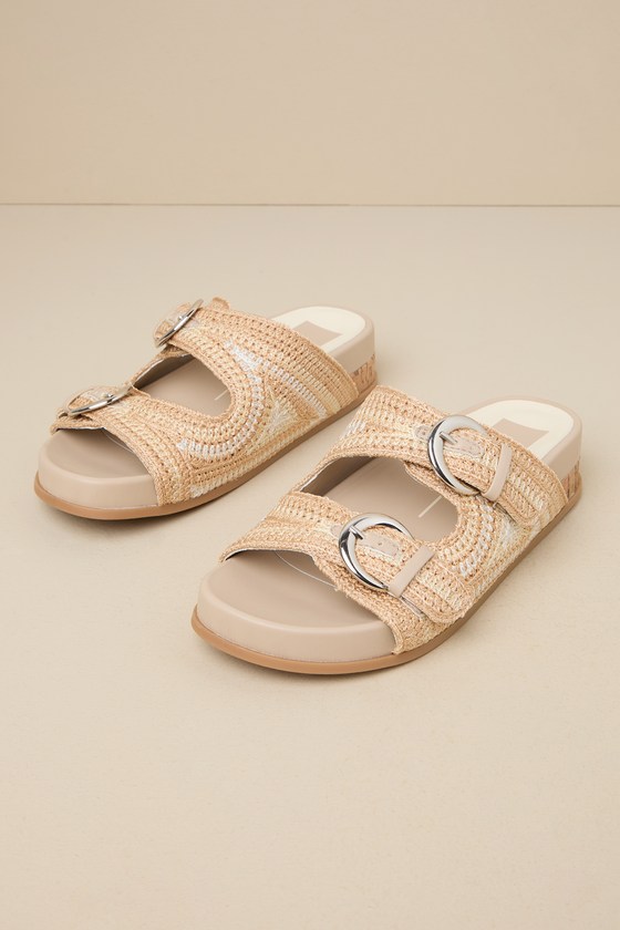 Ralli Natural Multi Crochet Knit Buckle Slide Sandals 1