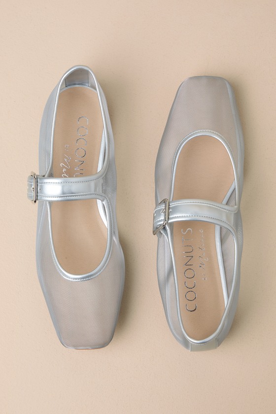 Shop Coconuts By Matisse Tribeca Silver Sheer Mesh Ballet Flats