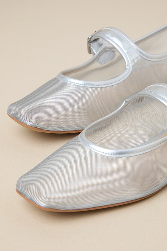 Shop Coconuts By Matisse Tribeca Silver Sheer Mesh Ballet Flats