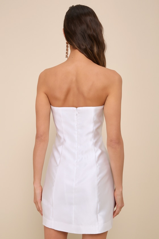 Shop Lulus Charming Destiny White 3d Floral Applique Strapless Mini Dress