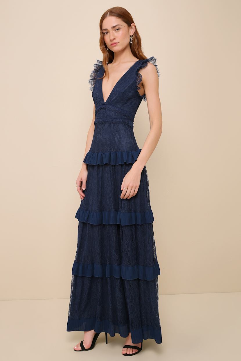 sachin and babi light blue dress Navy Blue Chiffon Short Sleeve Wrap V-Neck Front Slit Maxi Dress – PinkBlush main image 0