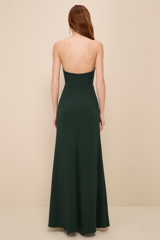 Shop Lulus Passionate Admiration Emerald Strapless Bustier Maxi Dress In Green