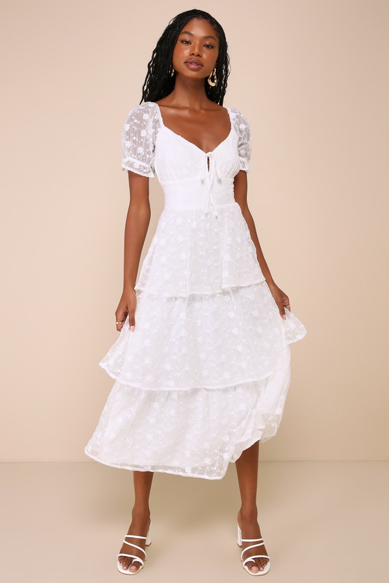 Precious Sweetie White Embroidered Midi Dress 1