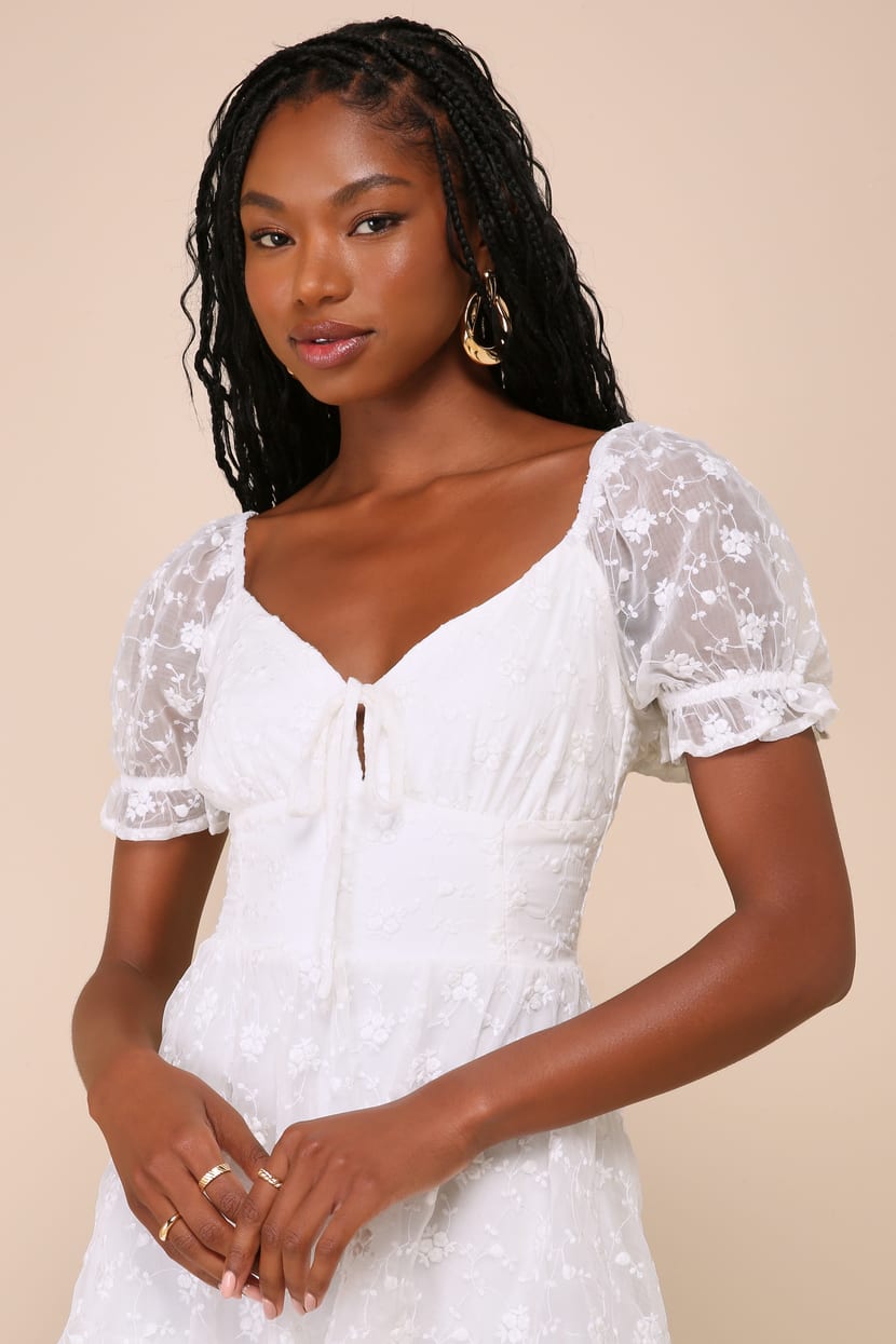 White Midi Dress - Tiered Midi Dress - Embroidered Midi Dress - Lulus