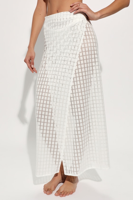 The Frolic Arles Ivory Pointelle Side-tie Sarong Swim Cover-up In Ivory