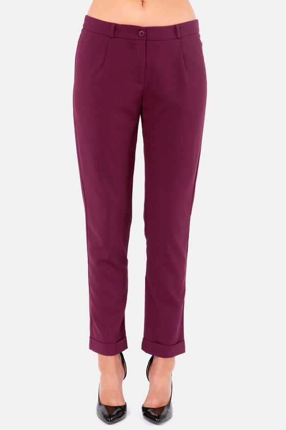 Cute Burgundy Pants - Cropped Pants - Tapered Pants - $45.00 - Lulus