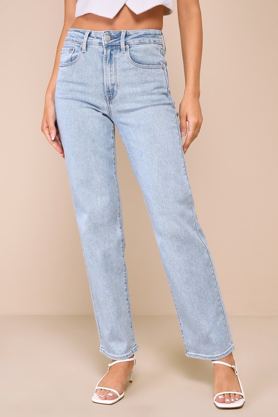 Straight High Waist Jeans Light Denim