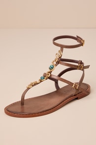 Malie New Cream Tostado Leather Snake Gladiator Sandals