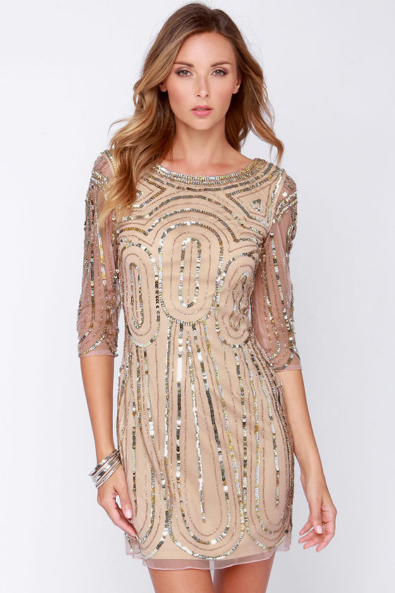 Blush Dress Sequin Dress Holiday Dress 225.00 Lulus
