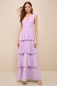 Amazing Evening Lavender Tiered Maxi Dress