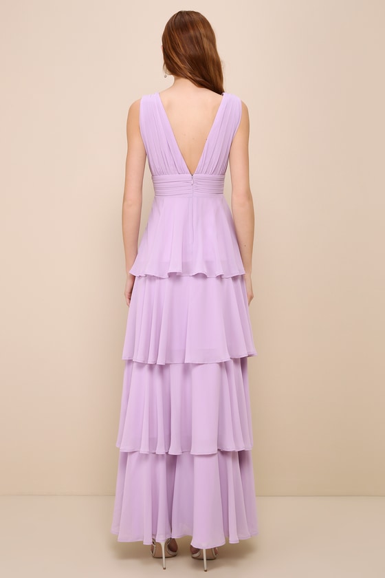 Shop Lulus Amazing Evening Lavender Tiered Maxi Dress In Purple