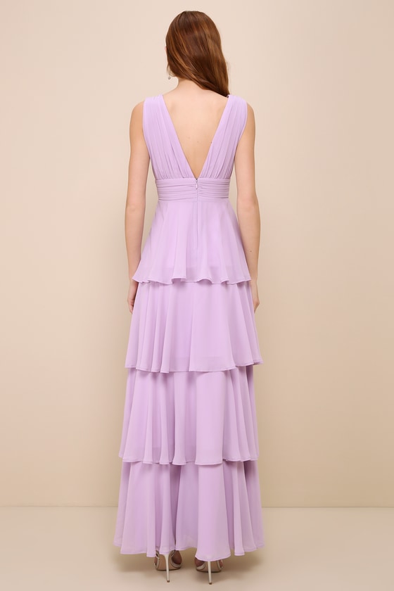 Lulus Amazing Evening Lavender Tiered Maxi Dress In Purple