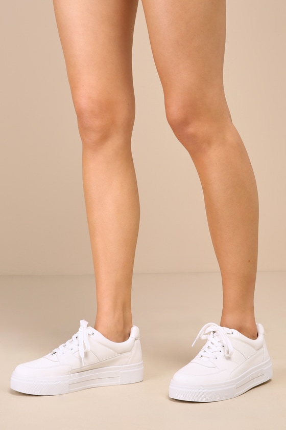 Janson White Flatform Lace-Up Sneakers 1