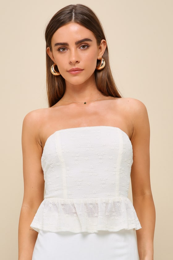 Cream Strapless Top