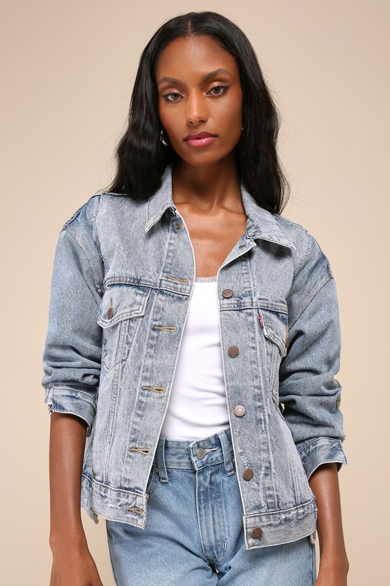 90s Trucker Repaired Medium Wash Denim Jacket 1