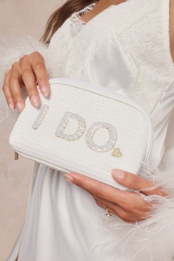 Shiraleah I Do - White Woven Pouch - Cosmetic Bridal Pouch - Lulus