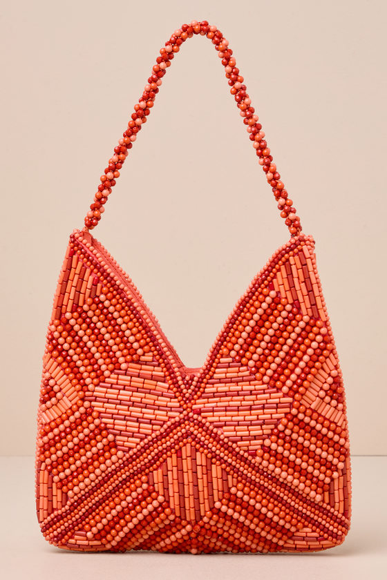 Sunny Element Orange Beaded Shoulder Bag - thumbnail 6