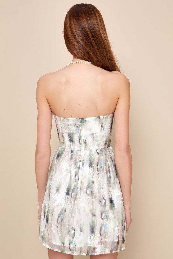 Lulus Adored Days Ivory Multi Abstract Floral Burnout Mini Dress In Ivory