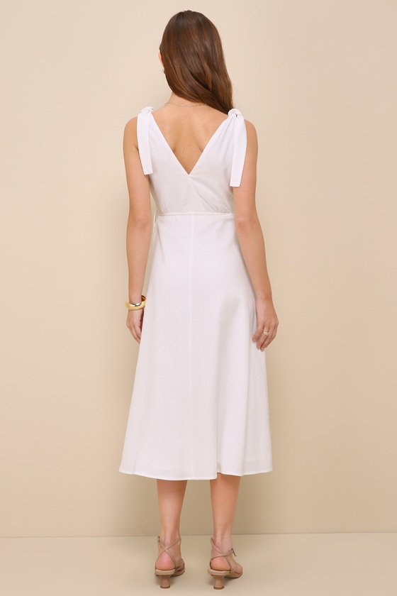 Lulus Charming Tendencies White Surplice Wrap Midi Dress In White