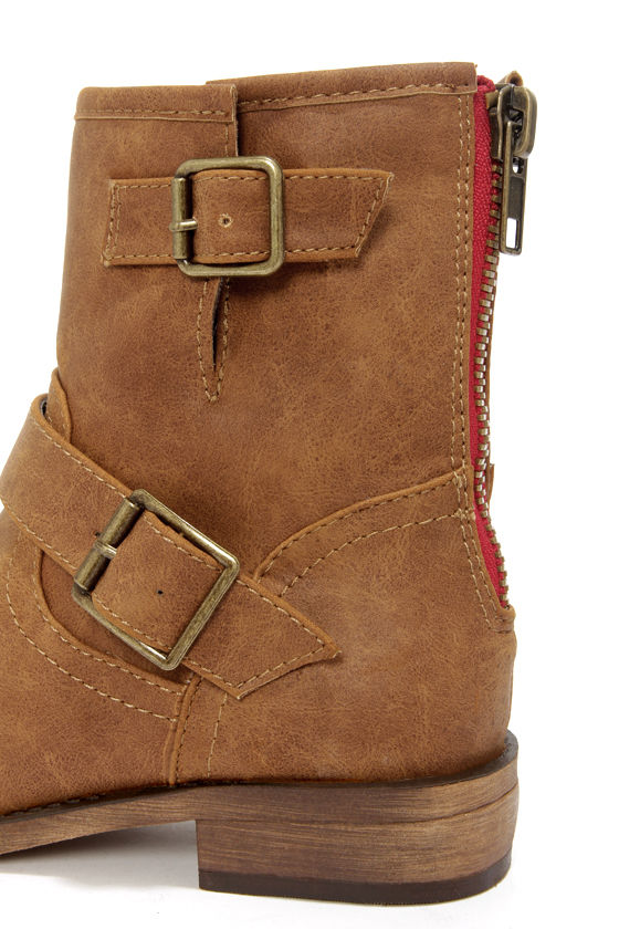 tan mid calf flat boots