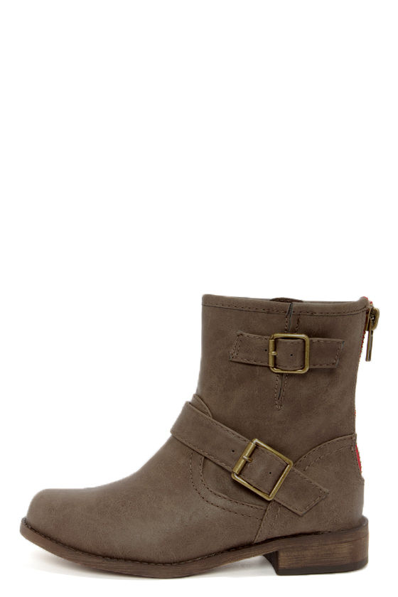 taupe mid calf boots