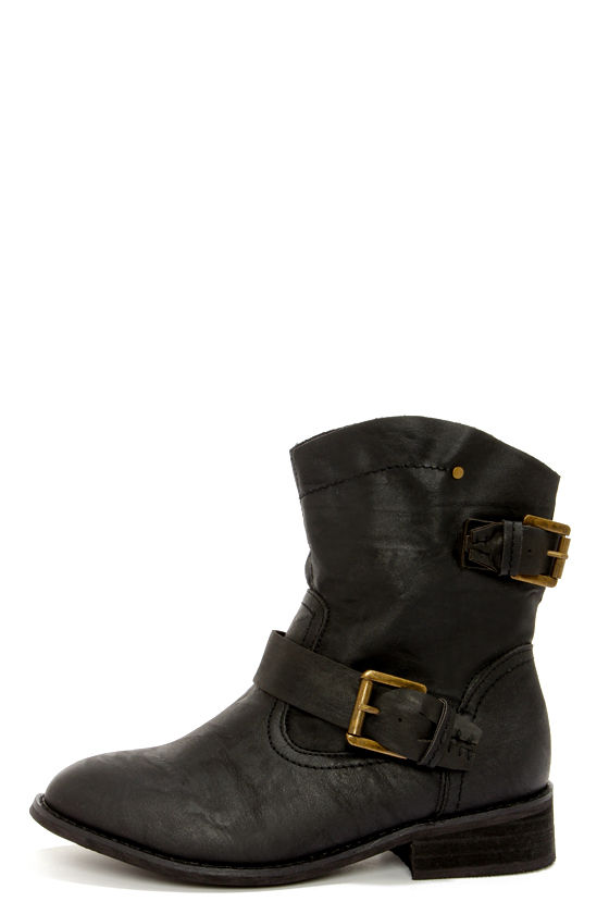slouchy black ankle boots