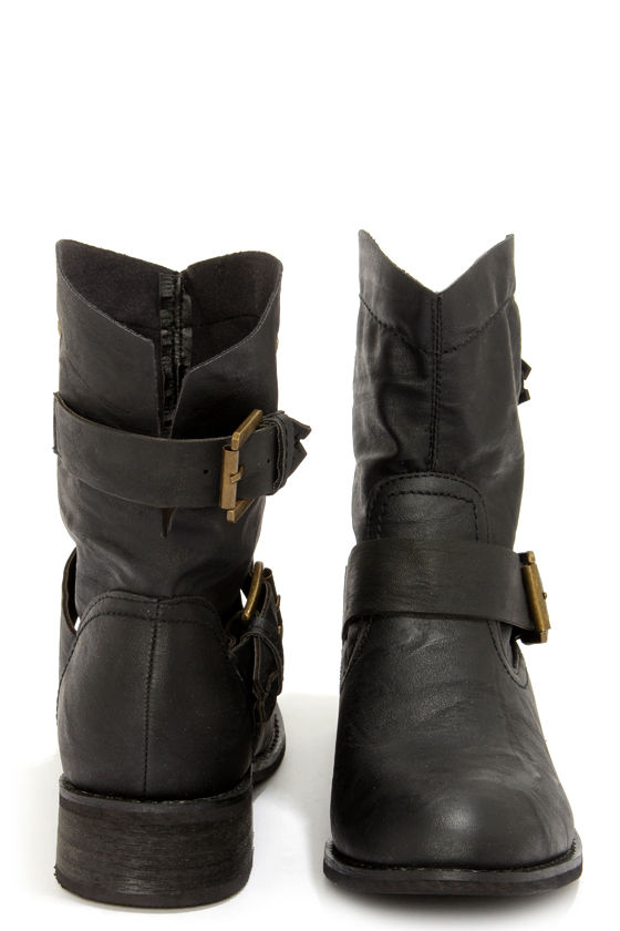slouchy black ankle boots