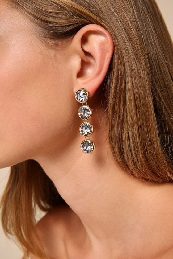 Unmistakable Glam Gold Rhinestone Statement Earrings 1