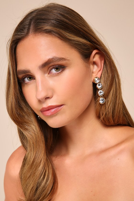 Unmistakable Glam Gold Rhinestone Statement Earrings 4