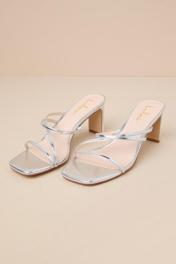Jobelle Silver Strappy High Heel Sandals 2