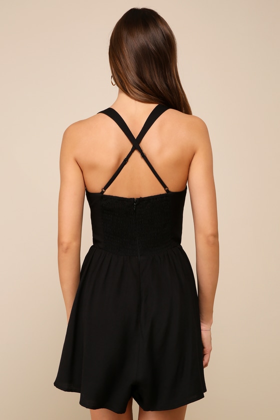 Sexy Black Romper - Sleeveless Romper - Bustier Romper - Lulus