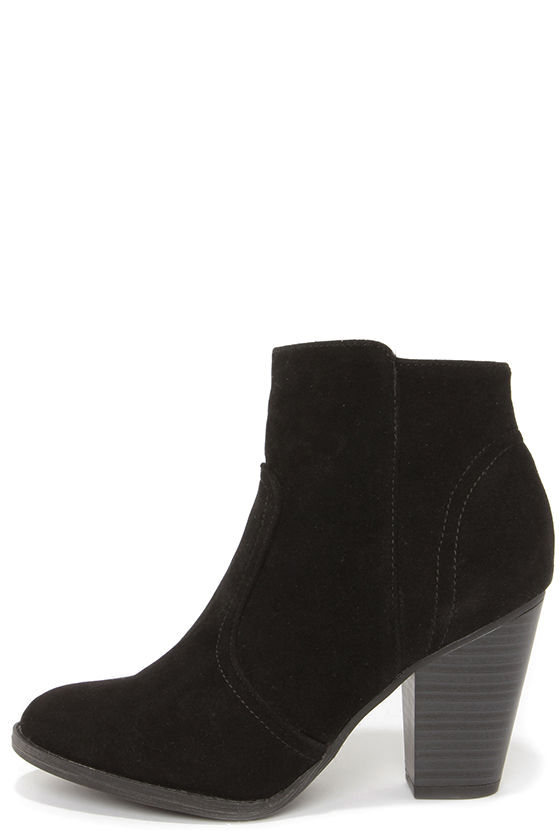 Heydays Black Suede Ankle Boots