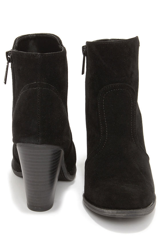 Heydays Black Suede Ankle Boots