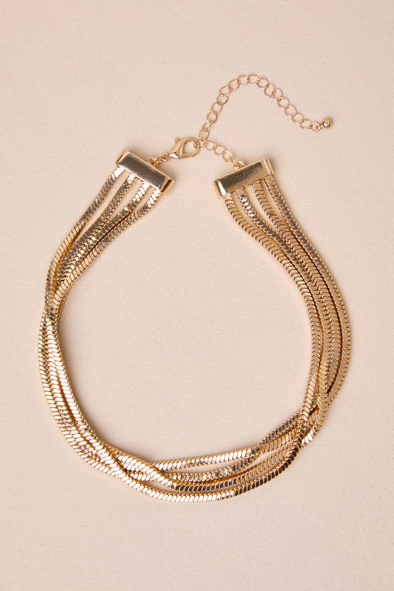 Striking Charm Gold Chunky Layered Chain Necklace 1