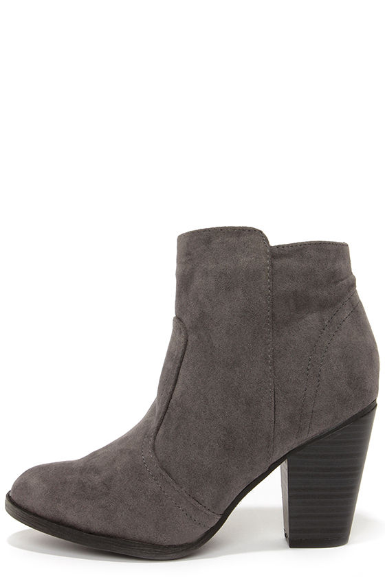 Cute Grey Boots - Suede Boots - Ankle 