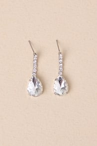 Indescribable Glow Silver Rhinestone Drop Earrings