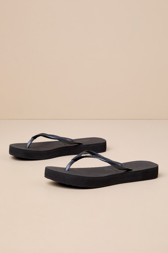 Slim Black Flatform Flip Flops 1