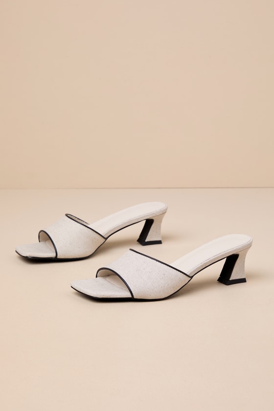 Shop Billini Zayra Wheat Linen Low Heel Slide Sandals In Beige