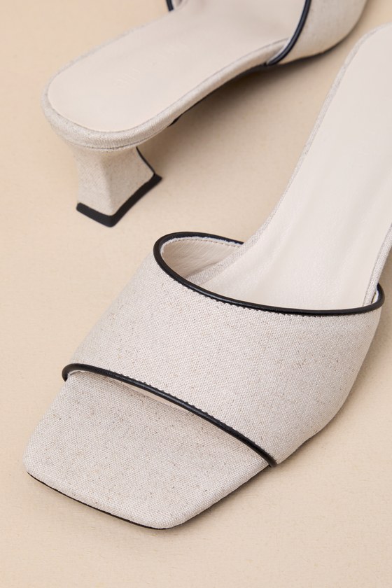 Shop Billini Zayra Wheat Linen Low Heel Slide Sandals In Beige