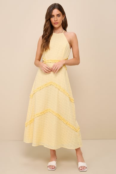 Make It Mesmerizing Light Blue Jacquard Tiered Midi Dress