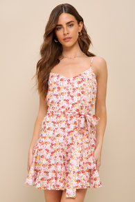 Sunny Charmer Ivory Multi Floral Sleeveless Skater Mini Dress