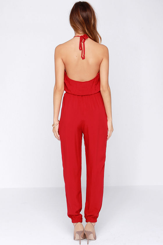 Cute Red Jumpsuit Sleeveless Jumpsuit 34.00