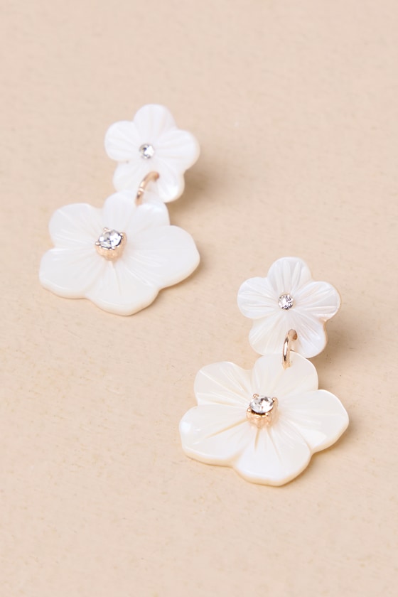 Shop Lulus Flourishing Glow White Acetate Flower Earrings