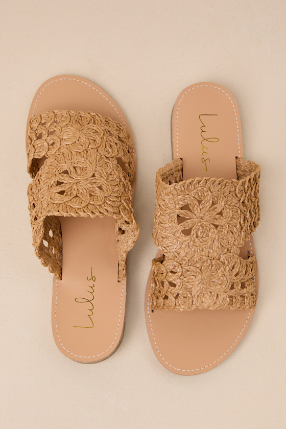 Karissa Tan Straw Woven Slide Sandals 2
