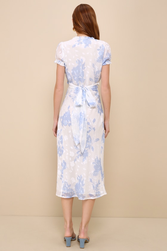 Shop Lulus Lovely Personality Ivory Floral Burnout Ruffled Midi Dress